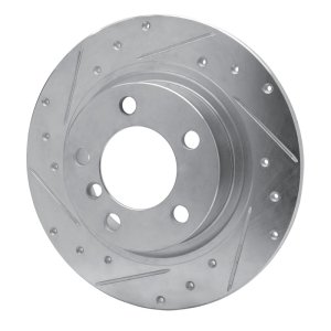 Mini Cooper Countryman Brake Rotor (1) - Rear Left - R1 Concepts - Drilled & Slotted - Silver - `13-`16